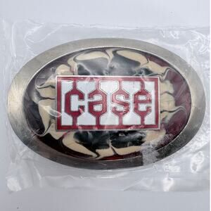 Case Red and White Logo On Silver-Tone Belt Buckle
